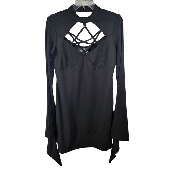 Killstar Black Cage Cutout‎ Long Sleeve Gothic Top Xl - Picture 2 of 10